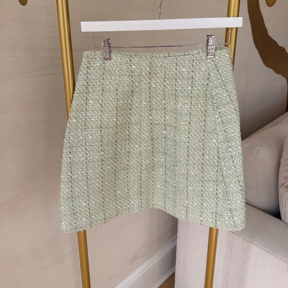 Green Tweed Mini Skirt - Chanel Style - Elegant & Chic